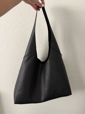 Oversized Slouchy Black Leather Shoulder Bag